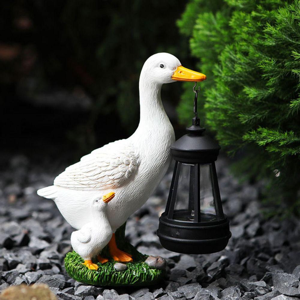 Resin Solar Light Duck Statue LED Solar Garden Statue Duck Solar Lantern  Outdoor