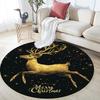 Golden Deer Round Area Rug,Carpet Rug for Living Room Bedroom Sofa Playroom Decor,Non-slip Floor Mat