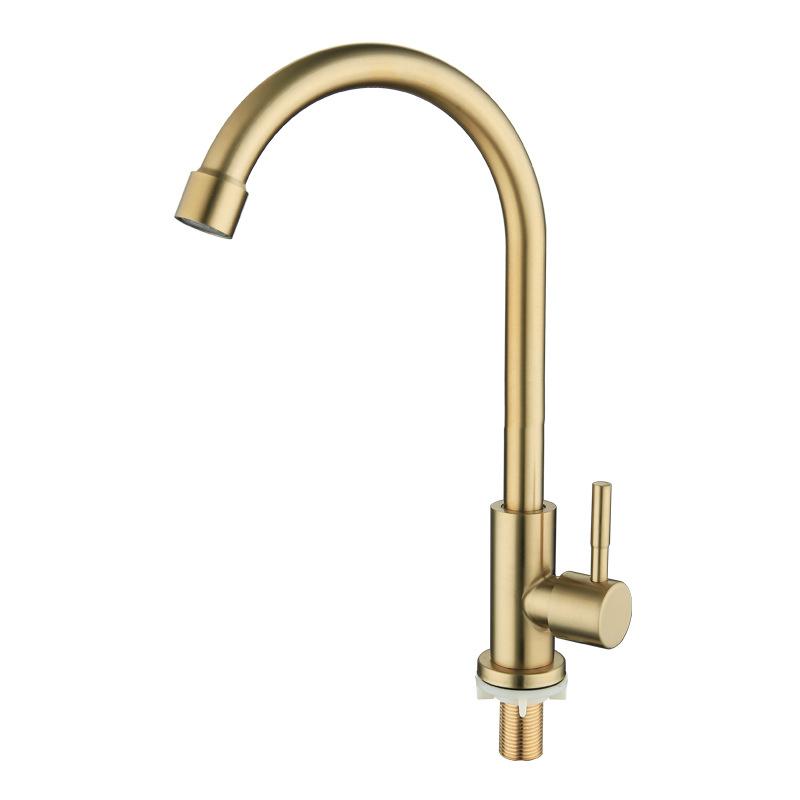 Brass Kitchen Faucet Antique Finish Single Handle High Quality Retro Only Cold Water Faucet 360 Swivel Basin Sink Tap Brush Gold