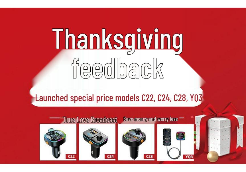 Fast-Charging Car Charger with Ambient Light and 3-Way Cigarette Lighter Converter, Type-C Retractable Flash Charging