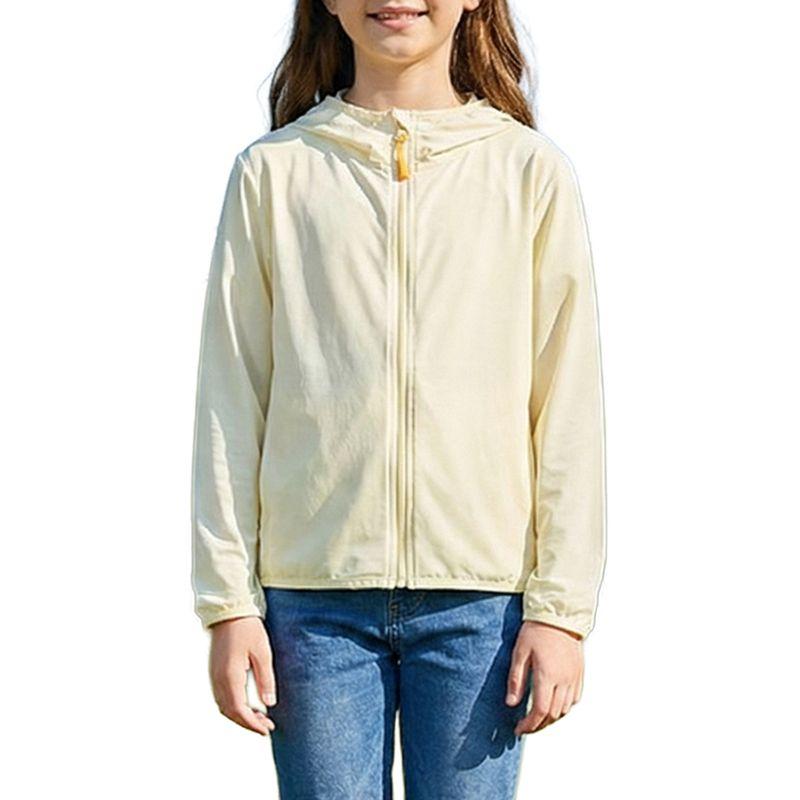 Kids Lightweight Hooded Sunscreen Coat Outdoor Sun Protection Jacket