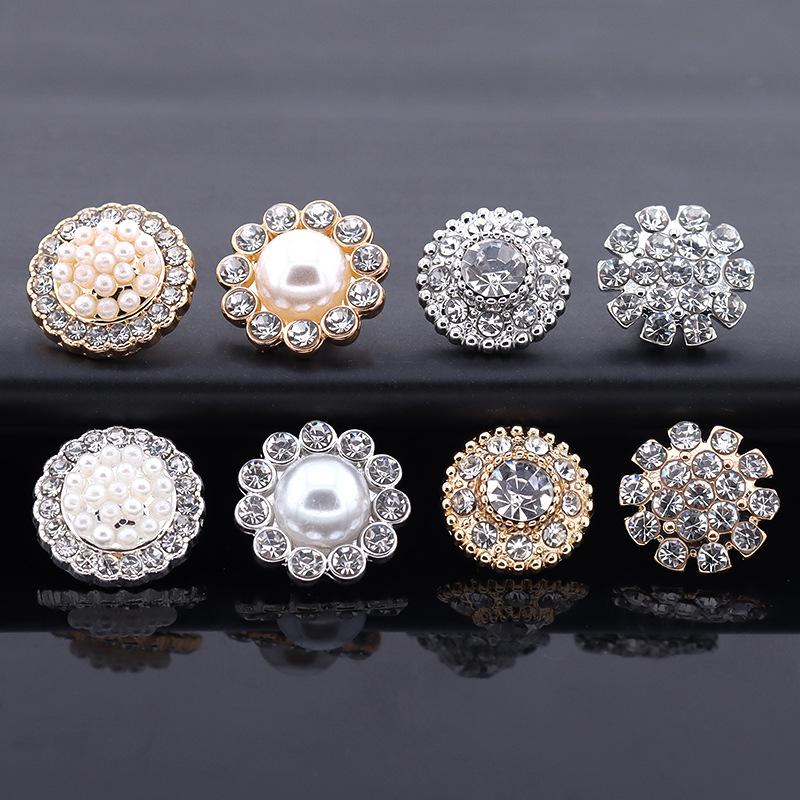 5pcs Bouton Diamant Cristal Manteau Veste Femme Petit Bouton Perle Parfumée Métal Diamant Cardigan Bouton Fourrure