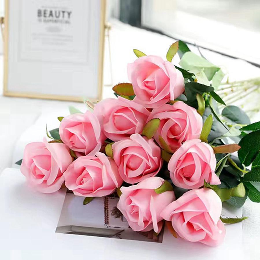 

5/10Pcs Artificial Flowers Rose Bouquets Wedding Decorative Wreaths Festival Valentine s Day Vases Home Garden Party Fake Plants 5 Pieces розовый