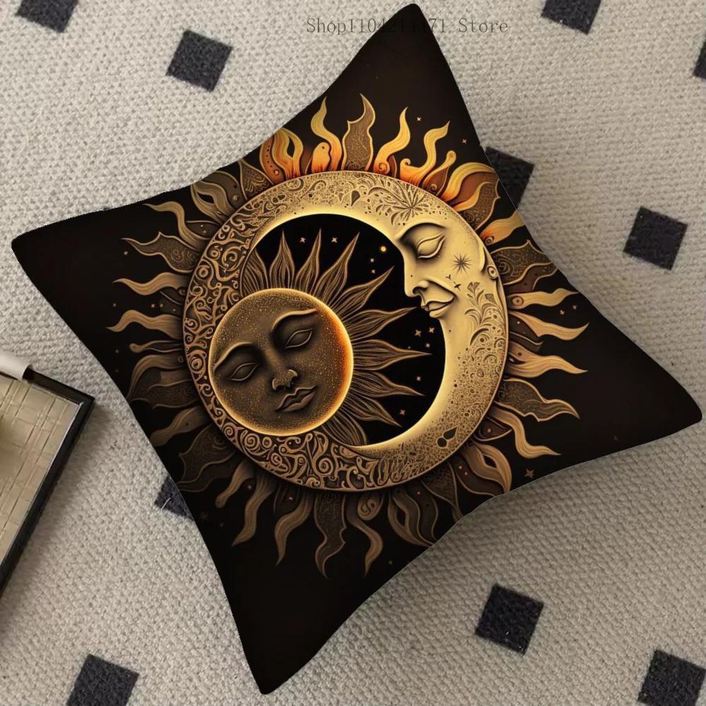 1pc Tarot Card God Sun Face Moon Pillow Case Square Bedroom Sofa Leisure Comfort Cushion Car Living Room Home Decoration