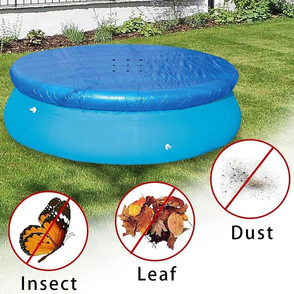 inflatable Pool Cover Round Hot Tub Dustproof Cover Windproof Hot Tub Protective Tool With Drawstring for Outdoor Yard Home
