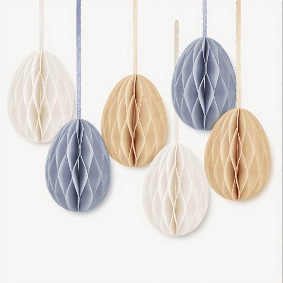 2 Pcs Easter Honeycomb Hanging Decoration 3D Paper Honeycomb Easter Egg