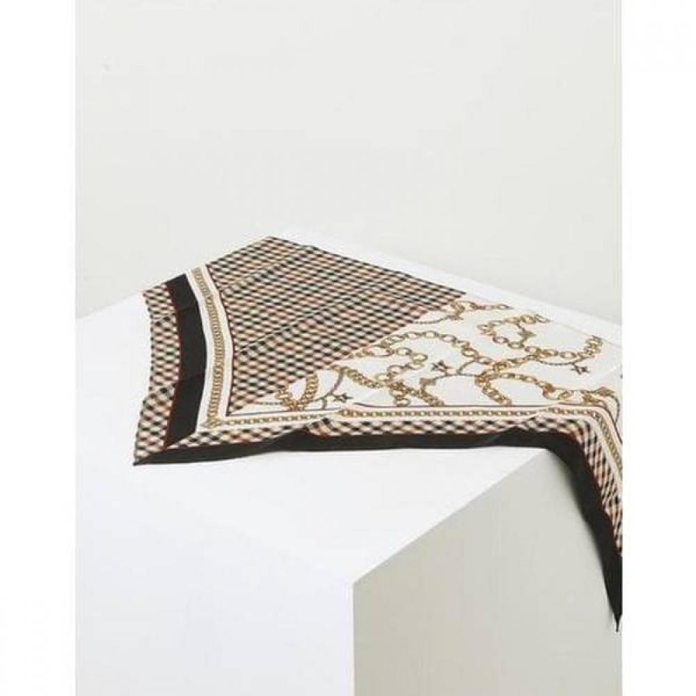 Daks Ivory Chain Print Petit Triangle Scarf   Ring Set Dcsc4e824iv