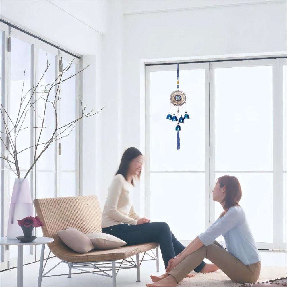 Flower Plate Evil Eyes WindBell Wall Decor Blue Eye Wind Chime  Entrance Window