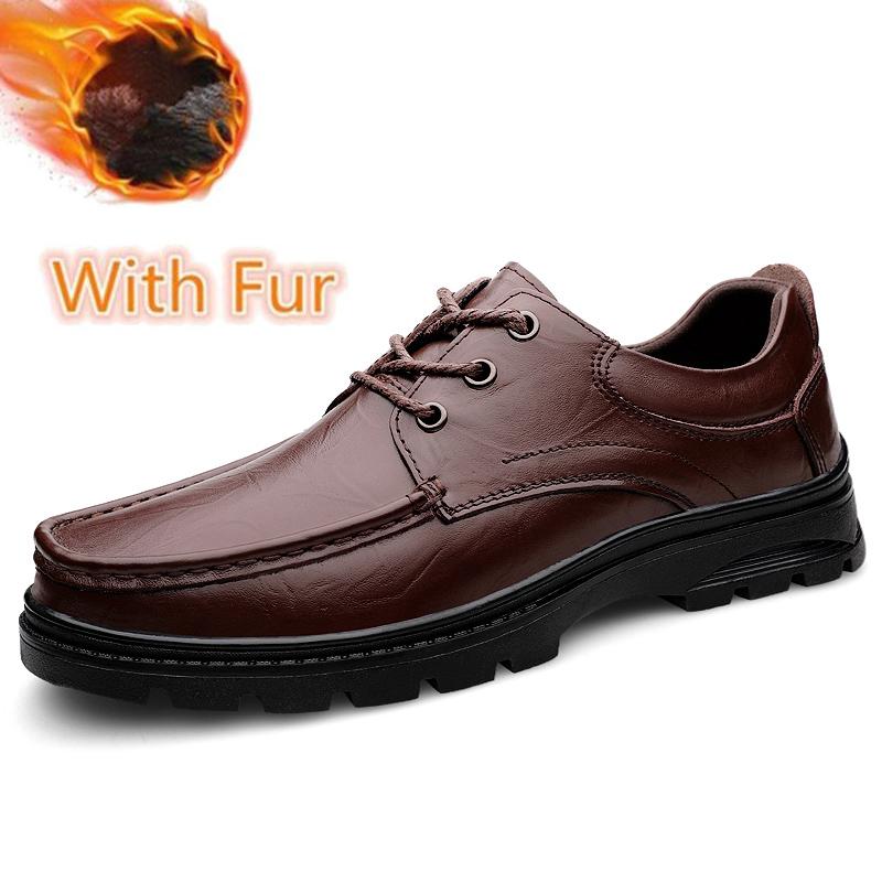 

Туфли-оксфорды из натуральной кожи, мужские, теплые, плюшевые, меховые, зимние, мужская повседневная обувь с мягкой подошвой, модные, легкие, деловые, кроссовки 48
