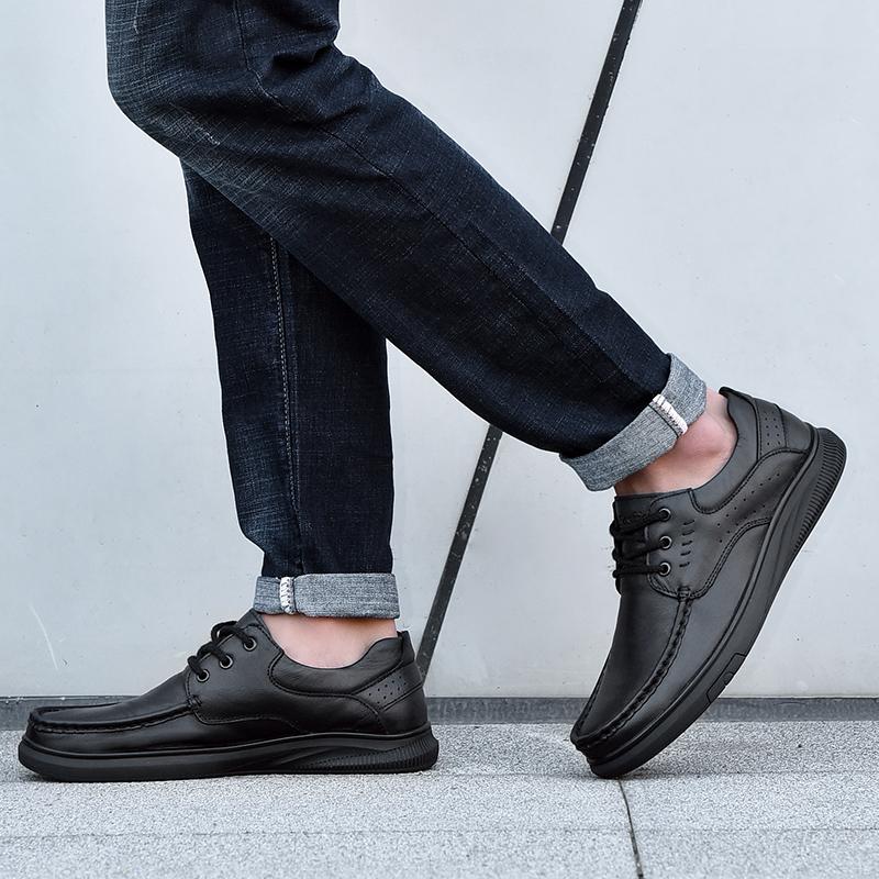 Men's Genuine Leather Casual Shoes Business Casual Shoes Comfortable Soft Sole Anti Slip Lazy Driving Shoes