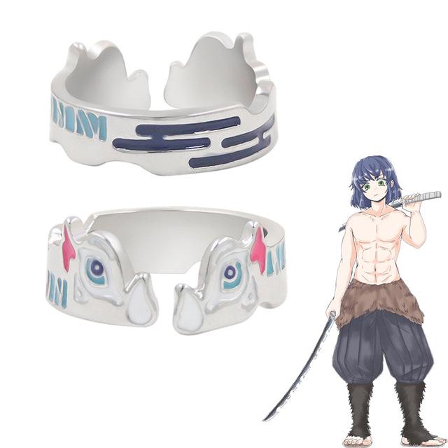 

Серия Demon Slayer, кольцо для косплея Kimetsu No Yaiba, металлическая эмаль, открытое регулируемое кольцо на палец для женщин и мужчин, аксессуары в стиле аниме