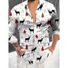 Herren Festliches Weihnachtshemd mit 3D-Druck, Langarm, Knopfleiste - Lässig & Stilvoll, Maschinenwaschbar
