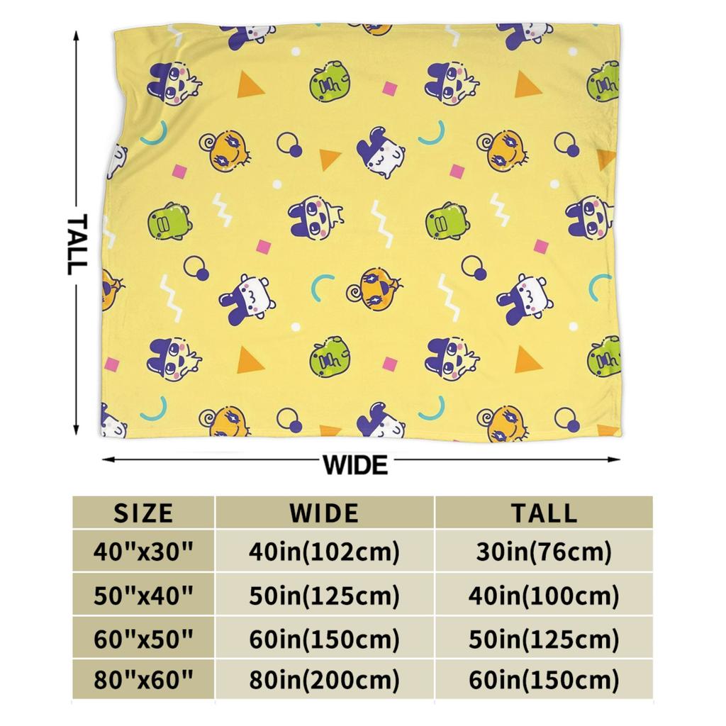 Cartoon Tamagotchis Blankets Flannel Vintage Breathable Throw Blanket for Chair Covering Sofa Autumn/Winter