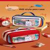 Large Capacity Transparent Pencil Case Cute Cartoon Bear Holds 40 Pens For Students School Use