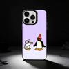 Cute Art Pingu Penguin Phone Case For iPhone 17,16,15,14,13,12,11 Plus,Pro Max,XS,Colored Silver Phone Case