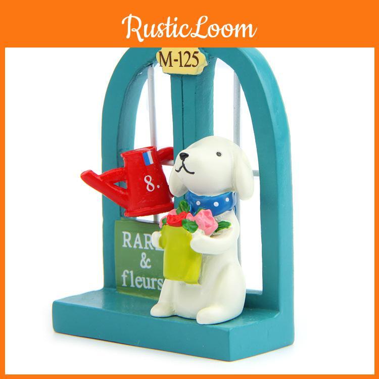 Cute Cartoon Windowsill Flower Puppy Scene Mini Model Ornament For Garden And Decor