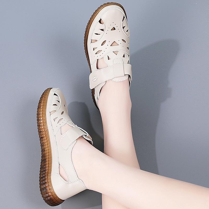 Letnie damskie sandały rzymskie Mary Jane buty plażowe z zakrytymi palcami casualowe miękkie sandały do chodzenia dla dziewczynki plus size