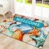 Summer Coastal Beach Welcome Door Mat Colorful Seashell Starfish Print Non-Slip Entryway Rug Tropical Ocean Home Decor Floor Mat