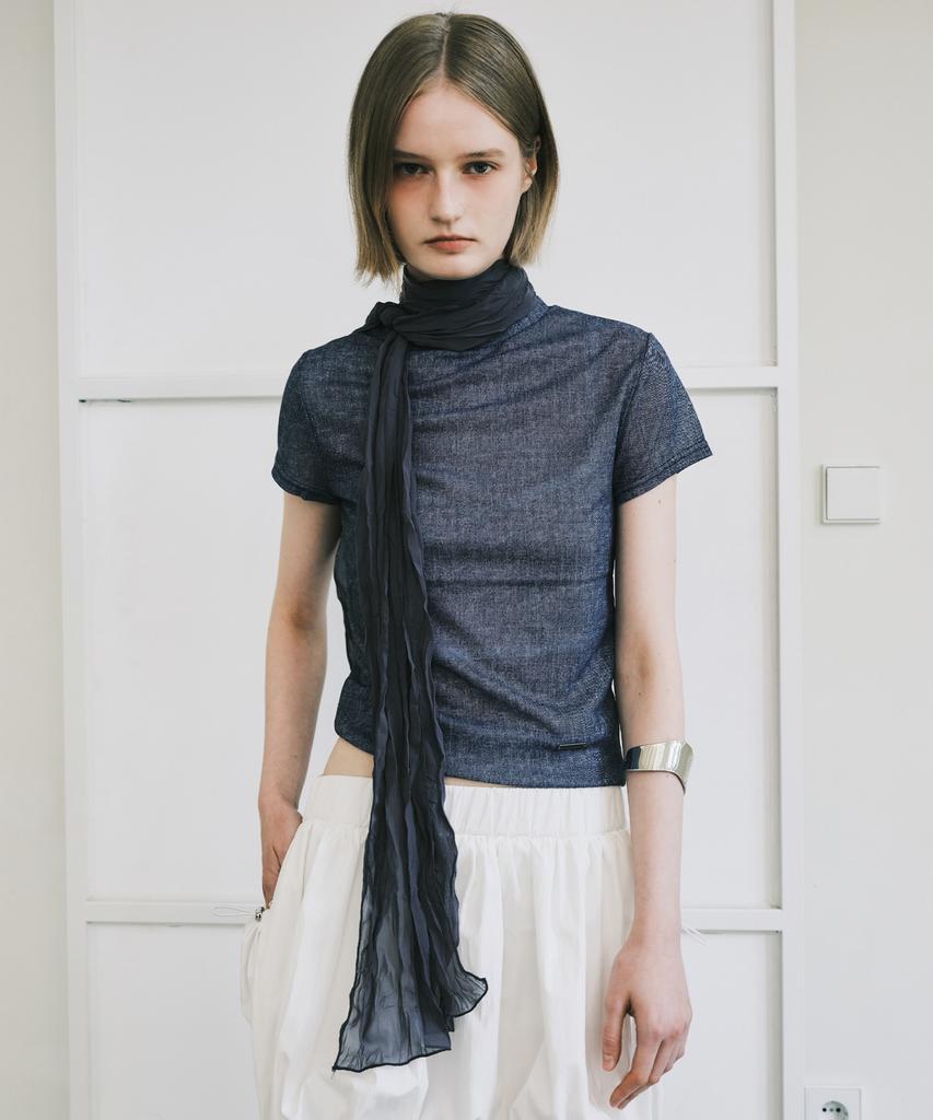 Nigaennikol Sheer Denim Mood Top_Blue