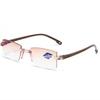 Bifocal Retro Reading Glasses for Men Women Rimless Computer Eyesglasses Anti-blue Light Plano Eyewear 0 ~ +4.0