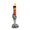 Halloween Hand LED Candle Decoration, 3D Flameless Taper Candles, Battery Operated Finger Decorative Candlestick Ornaments, Skeleton T