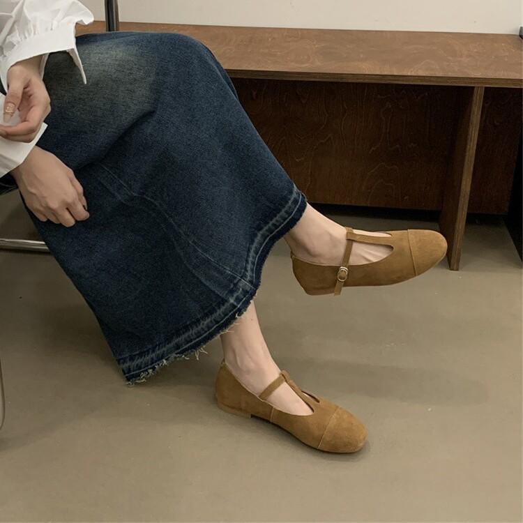 French T-button Mary Jane shoes 2025 autumn new retro matte leather shoes small leather shoes Boken shoes