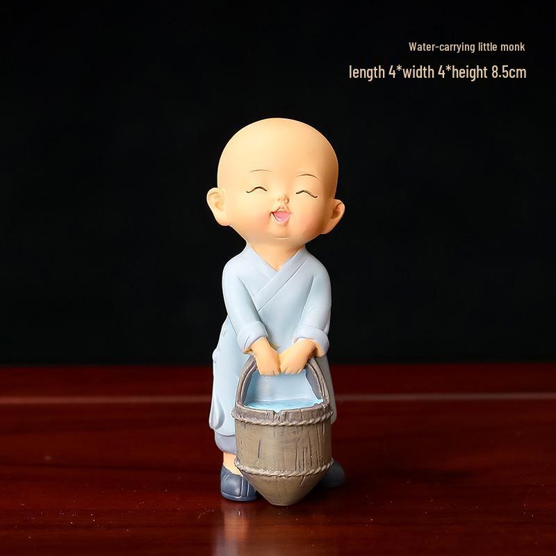 Zen Little Monk Resin Figurine: Creative Chinese Decor for Home or Entrance Table