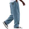 European & American Men's Wide Corduroy Logo Pocket Casual Loose Straight-Leg Pants 2026
