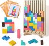 Wooden Colored 3D Russian Block Puzzle Jigsaw Puzzle Toy Montessori Educational Gift Educational Toys for Toddlers Brain Teasers for Toddlers3-6 Years