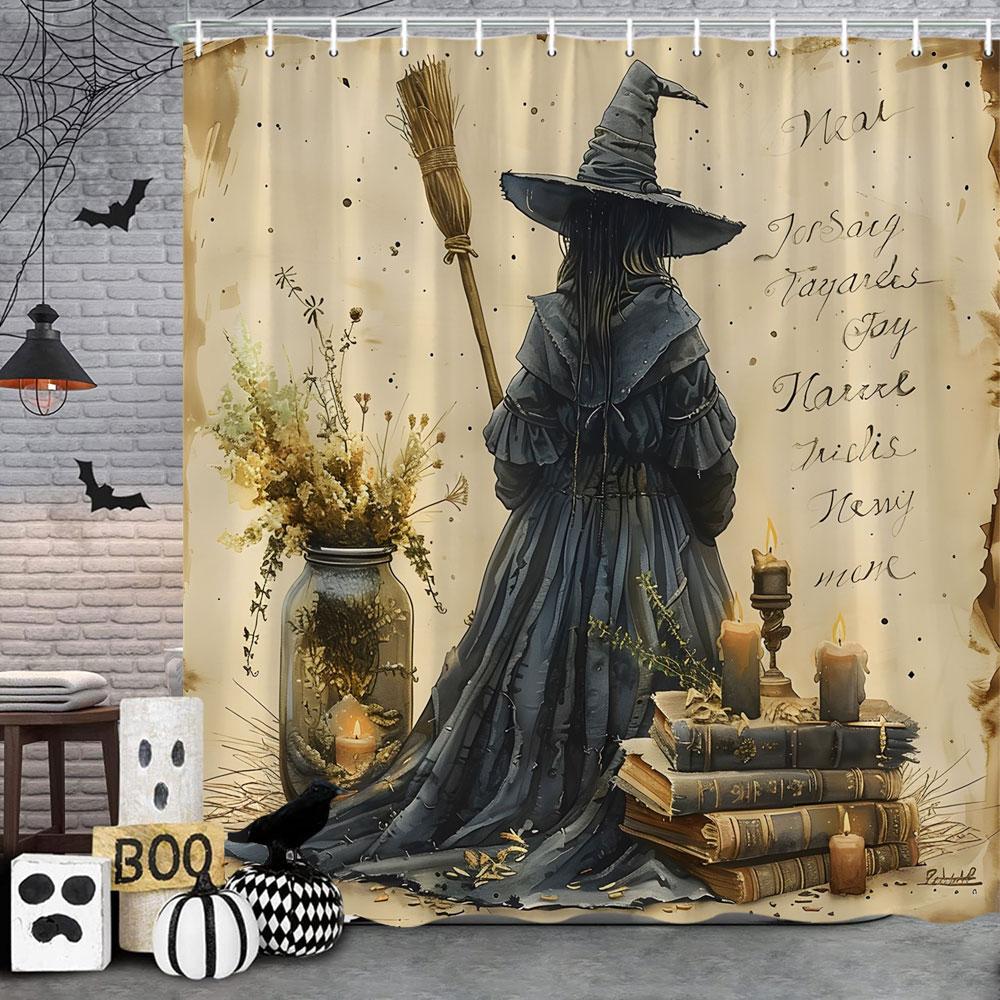 Scary Halloween Shower Curtain Vintage Skulls Eagles Pumpkins Roses Boho Polyester Fabric Bath Curtain Bathroom Decor with Hoo