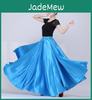 Dancing Skirt Belly Solid Gypsy Women Girl Spanish Flamenco Skirt Satin Big Swing Dress Adult Kids Stage Performance 360degree