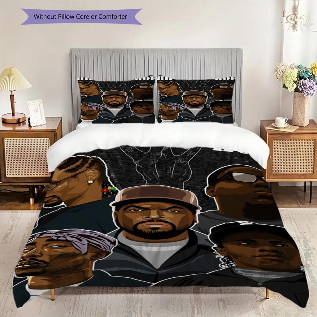 Hip Hop Legends Visual Celebration Threepiece Set 1 Duvet Cover 2 Pillowcase Without Core Soft And Comfortable Duvet Cover And Pillowcase
