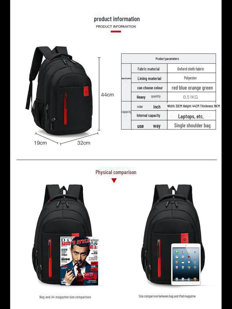 Men's Large-Capacity Computer Backpack for Short-Distance Commutes and Outdoor Activities