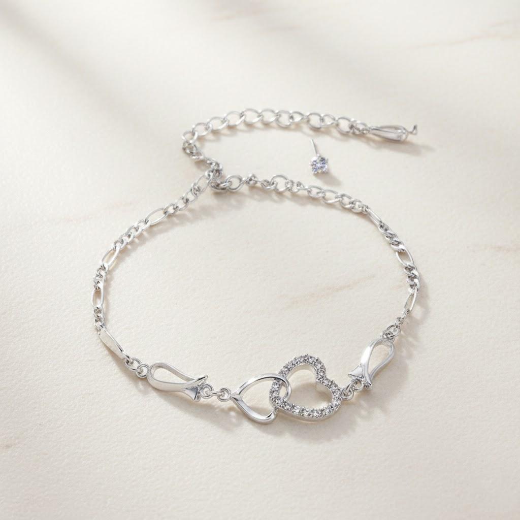 

Heart Shaped Zircon Bracelet Women Micro Inlaid Hollow Design Valentine Gift Girlfriend Wife Trendy Jewelry Accessory серебряный