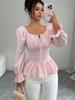 Camisa de Design Outono Novidades Gola V Amarração Manga Longa Top