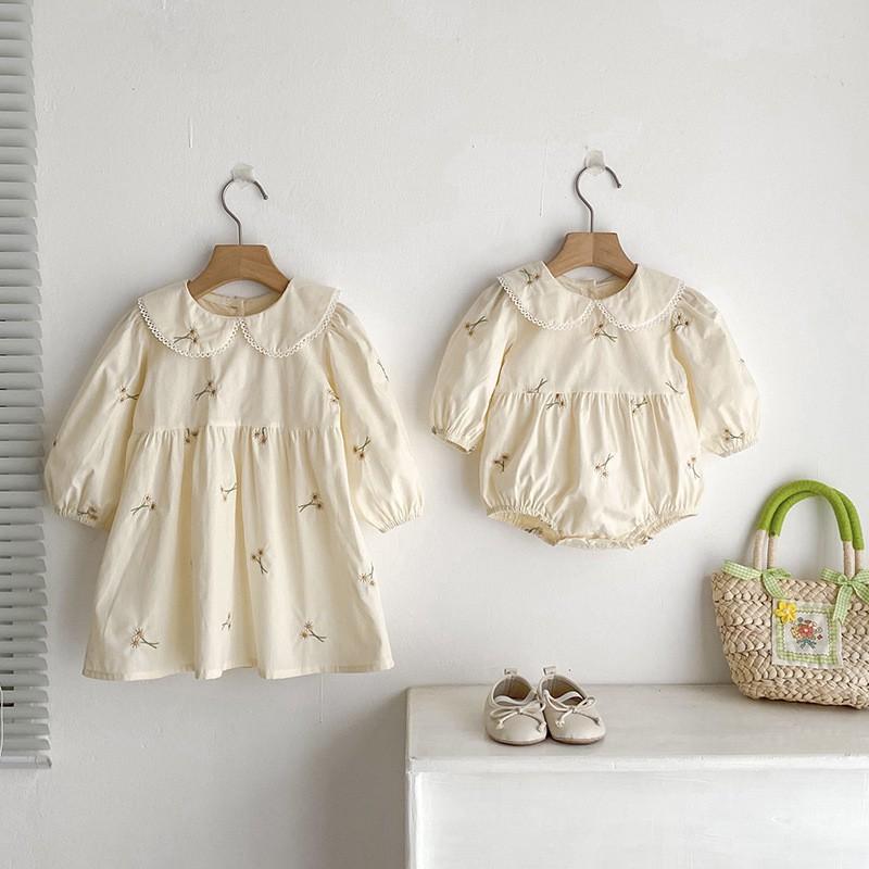 Baby Girls Long Sleeve Embroidery Dress Princess Style A-Line Toddler 4 Years Old