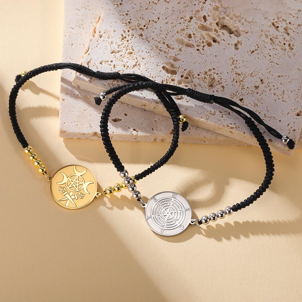 Dawapara Wheel of Hecate Bracelet Wiccan Goddess Ancient Greek Blessing Protection Prosperity Symbol Stainless Steel Jewelry