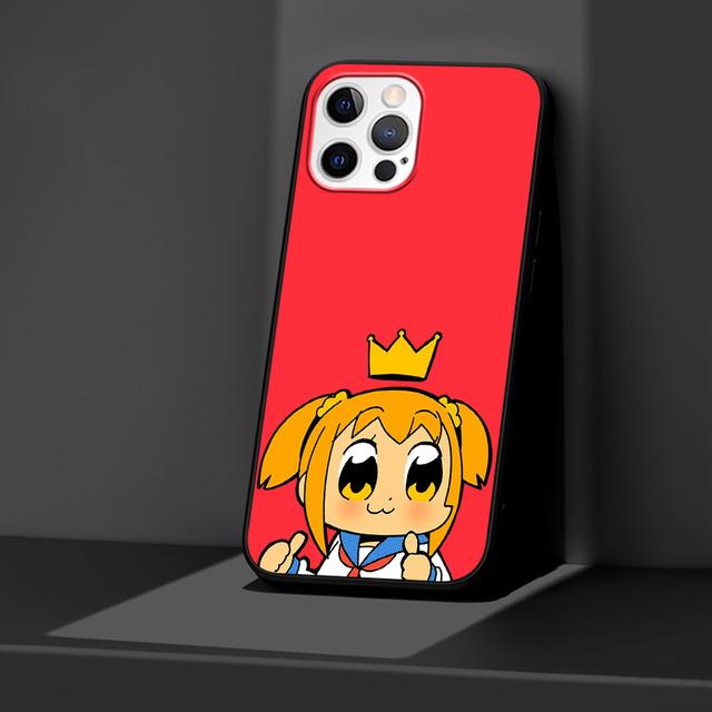 Pop Team Pipi Anime Kılıf Apple Iphone 14 11 13 Mini 12 Pro Max Xr 7 8 +Se 2020 Xs 6 6s Plus 5 5s Siyah Silikon Telefon Kılıfı