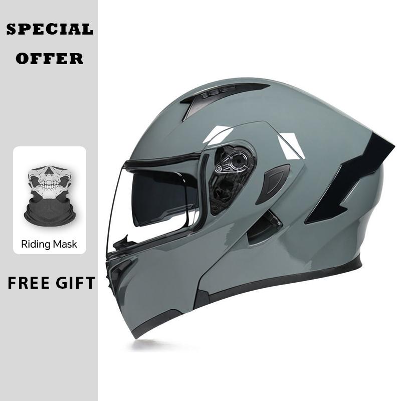 Black Red Motorcycle Helmets DOT Approved Flip Up Moto Helmet Flip Up Full Face Helmet Dual Lens Modular Helmet Factory Price