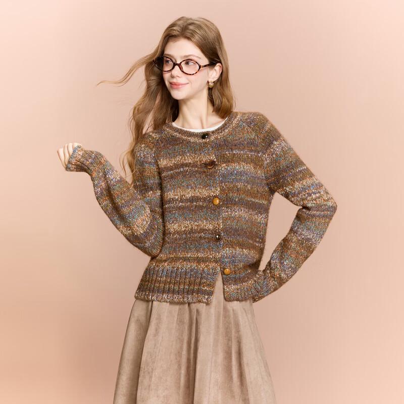 Sancai 2026 Winter Striped Knit Cardigan
