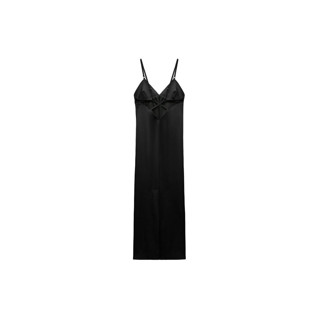 Zara Solid Color Comfortable Casual Versatile Cami Dress Women Dresses Black 4661320-800