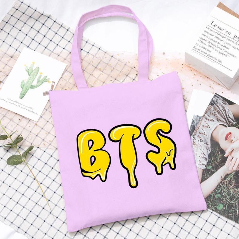Korean Style Printed Canvas Tote Bag for Women Men Large Capacity Commuter Shoulder Handbag Fashionable Daily Outing Purse KTB