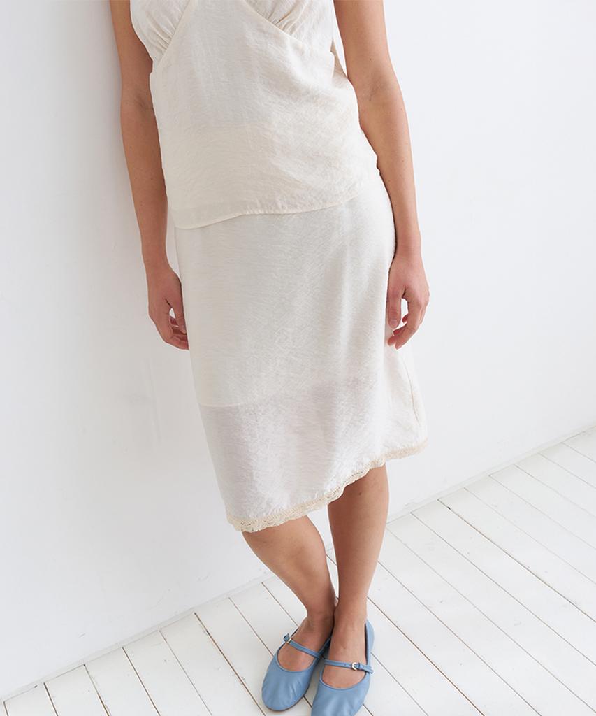 VEM.VER Lace Trim Midi Skirt_Ivory