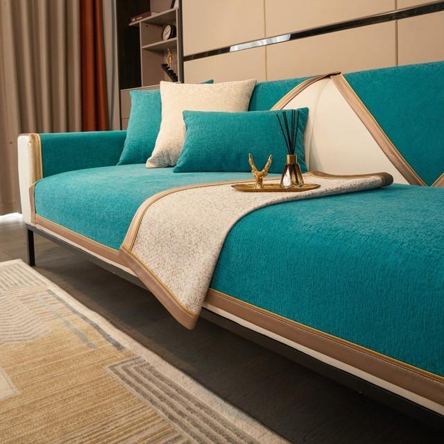 High Grade Luxury Sectional Couch Cover Four Season Universal Chenille Couch Cover For Living Room Space Non -Slip Couch Cushion Pad Towel
