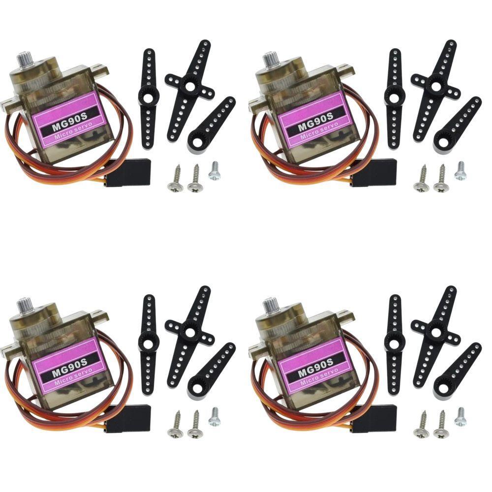 4PCS 180 Degree Rotation Mini Servo Motor With Accessories Small Servo Motor for MG90S For Robot