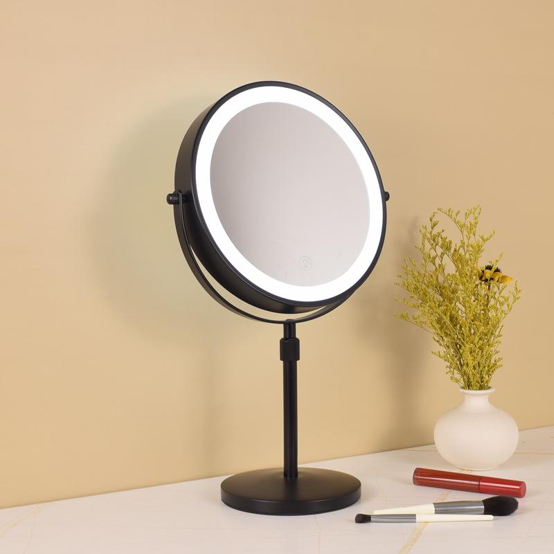 8" Double-Sided LED Lighted Makeup Mirror with Adjustable Height and Magnification