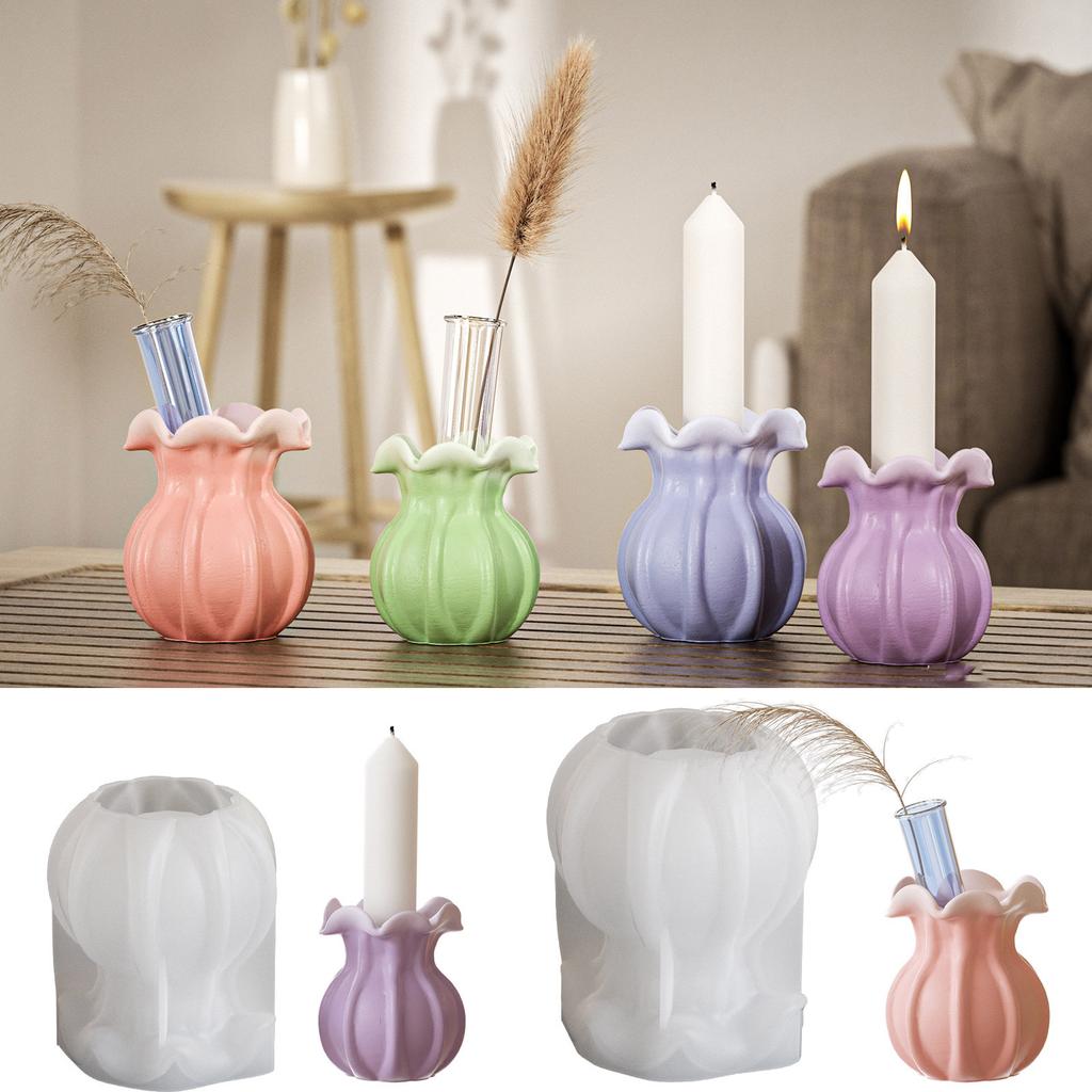 Antihaft-Silikon 3D Kerzenständerform Dekorative Hydroponische Vase Kerzenbasisform Handgemachte Gips Kerzenhalterform