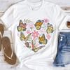 Butterfly Heart Print Women's Casual Basic Short Sleeve O-Neck Fun Cartoon T-Shirt Fashionable and Versatile Summer Cute T-Shirt