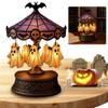 Halloween Ghost Carousel Night Light Vintage Lamp Stained Glass Carousel Night Light for Bedroom Home Kitchen Mantel Tabletop