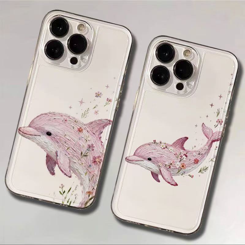Cute dolphin for iphone17promax mobile phone case apple 16/14pro Japan and South Korea 13/12/15 foreign trade